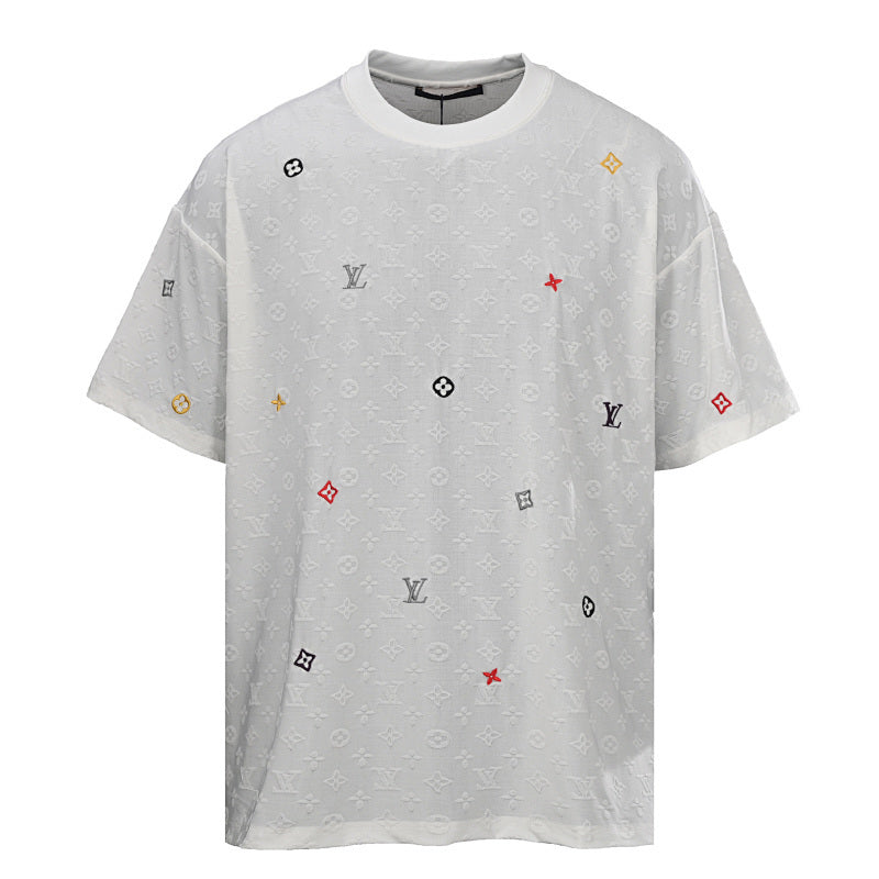 Louis Vuitton All-Over Monogram Short-Sleeve T-Shirt with Embroidered Clover Accents